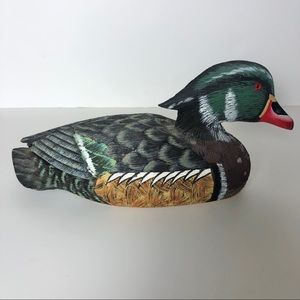Vintage Painted Wood Duck Glass Eye Northwest Art